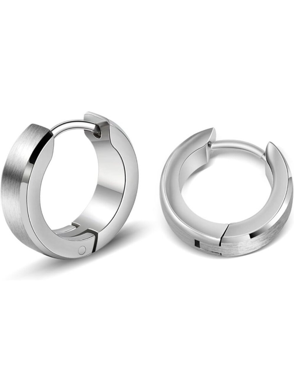 Lightweight Titanium Hoop Earrings for Men - Small Brushed Bevel Hoops